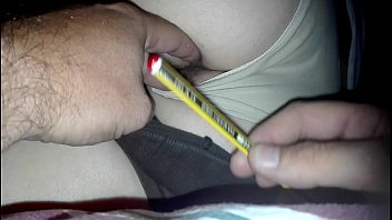 love to play with sleeping sister ass. open her asshole with a pencil