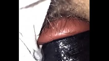 2,2 inches Black Dildo in my sleeping wife's hairy pussy