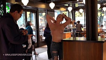 see through topless in a starbucks
