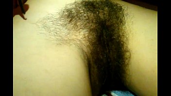 MILF wife grooms her hairy bush pussy