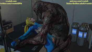 Samus Aran constrained and fucked by multiple Abominable Creatures Stomach Bulge 3D