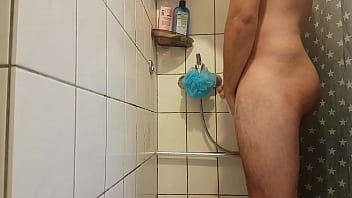 Jerk off with a lot of soap in the shower