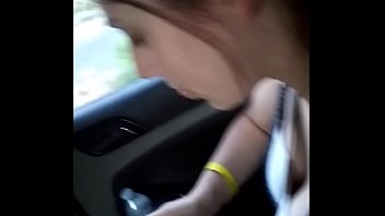 tight tank top on teen up close in car 3