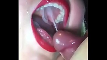 Cum shot mouth releasing sperm in mouth