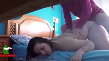 A spy cam catches them fucking on bed. SAN161
