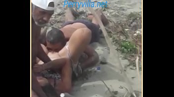 Threesome in the sand caught