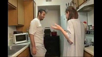step brother and sister blowjob in the kitchen