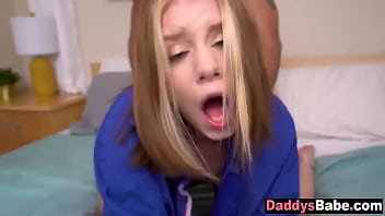 Stepfather spying on step-daughter masturbating then fucking her hard