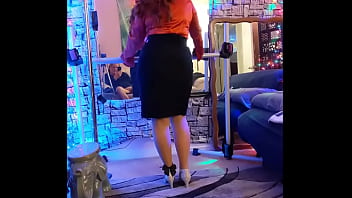 Hotwife Steffi orange satin pussy dance (another dirty bit)