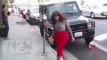 (Video) Kim Kardashian B tt Too Big For Her Tight Skirt   Can't Get Out Of Her C