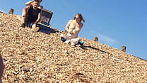 Hot blonde naked on beach